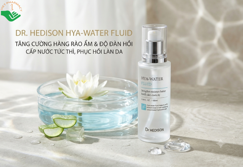 Tinh chất Hya Water Fluid Dr.Hedison dưỡng ẩm và làm chậm quá trình lão hóa (Chai 50ml)