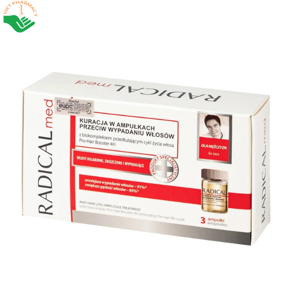 Tinh chất ngừa rụng tóc dành cho nam Anti-Hair Loss Treatment For Men Radical Med tăng cường độ chắc khỏe cho tóc, hỗ trợ phục hồi tóc yếu (Hộp 3 ống)