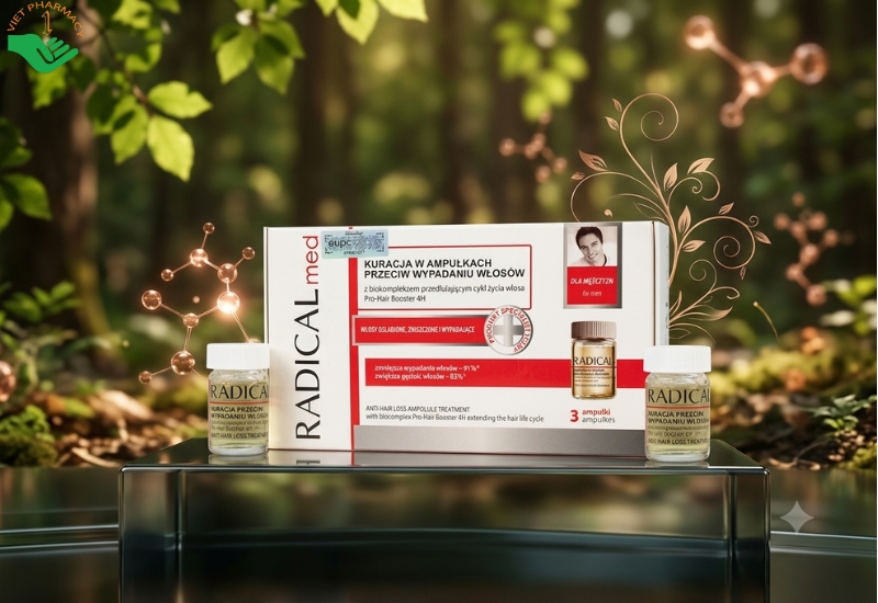 Tinh chất ngừa rụng tóc dành cho nam Anti-Hair Loss Treatment For Men Radical Med tăng cường độ chắc khỏe cho tóc, hỗ trợ phục hồi tóc yếu (Hộp 3 ống)