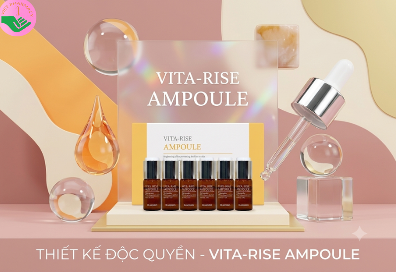 Tinh chất Vita-Rise Ampoule Dr.Hedison hỗ trợ mờ nám và cải thiện đốm nâu (Hộp 6 lọ)