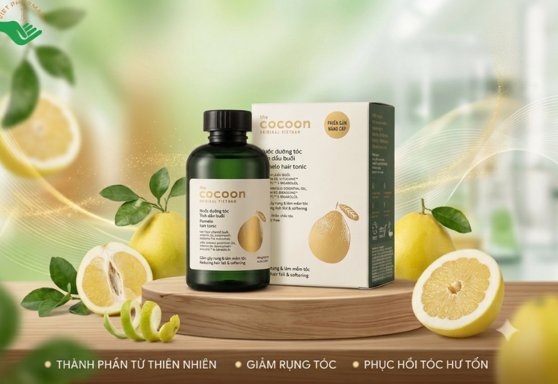 Tinh dầu bưởi Pomelo Hair Tonic Cocoon giúp giảm gãy rụng và kích thích mọc tóc (Chai 140ml)