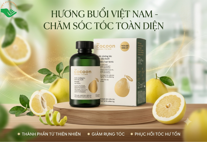 Tinh dầu bưởi Pomelo Hair Tonic Cocoon giúp giảm gãy rụng và kích thích mọc tóc (Chai 140ml)