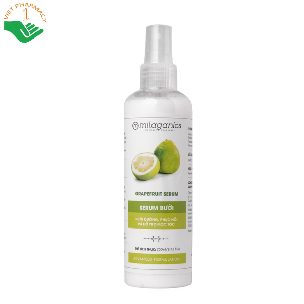 Tinh dầu vỏ bưởi Grapefruit Essential Oil Serum Milaganics hạn chế gãy rụng và kích thích mọc tóc (Chai 250ml)