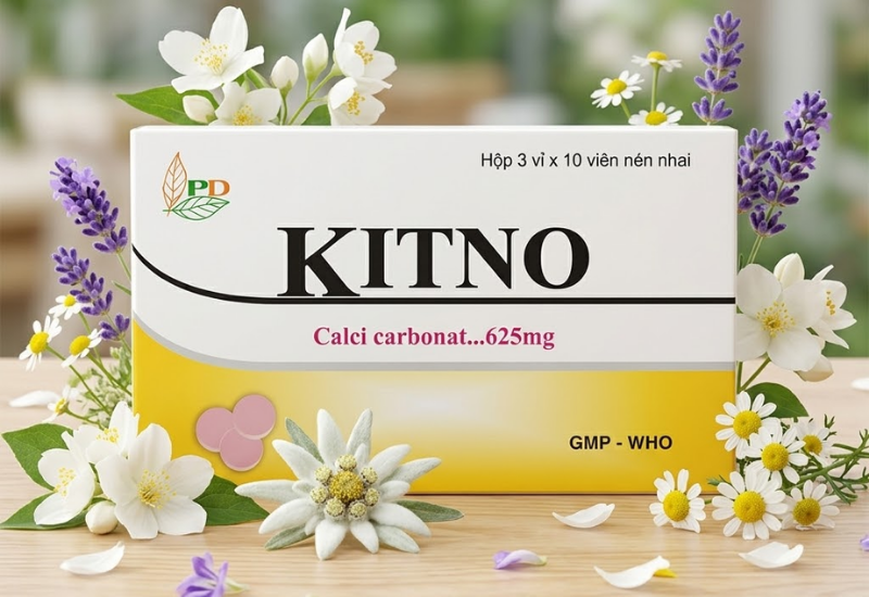 Viên nén nhai bổ sung canxi KITNO Phương Đông (Hộp 3 vỉ x 10 viên)