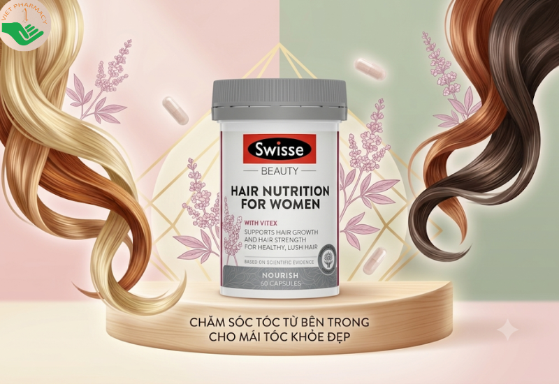 Viên uống hỗ trợ mọc tóc cho nữ Hair Nutrition For Women Swisse giảm gãy rụng tóc và nuôi dưỡng nang tóc (Hộp 60 viên)