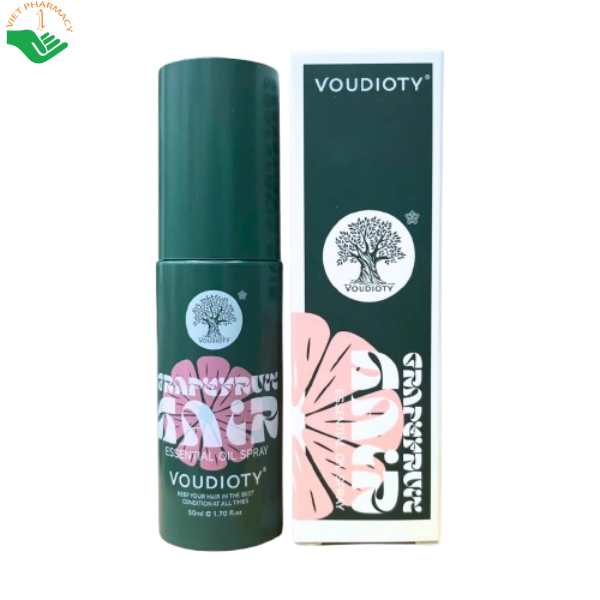 Xịt dưỡng tóc bưởi Biotin Grapefruit Hair Essential Oil Spray Voudioty hỗ trợ giảm rụng tóc, kích thích mọc tóc và giúp tóc chắc (Chai 50ml)