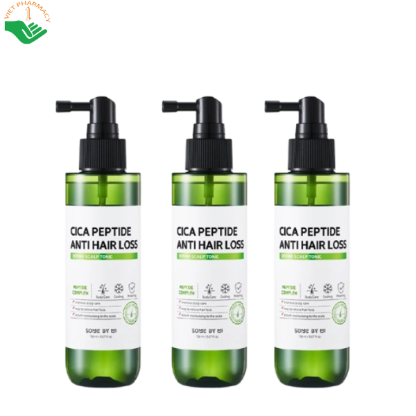 Xịt dưỡng tóc Cica Peptide Anti Hair Loss Derma Scalp Tonic Some By Mi hỗ trợ giảm rụng tóc, kích thích mọc tóc (Chai 150ml)