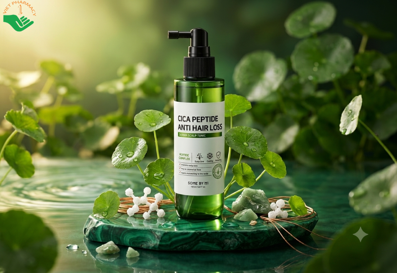 Xịt dưỡng tóc Cica Peptide Anti Hair Loss Derma Scalp Tonic Some By Mi hỗ trợ giảm rụng tóc, kích thích mọc tóc (Chai 150ml)