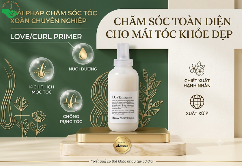 Xịt dưỡng tóc Love Curl Primer Davines giúp định hình tóc trước khi sấy và bảo vệ tóc khỏi tác hại của nhiệt (Chai 150ml)