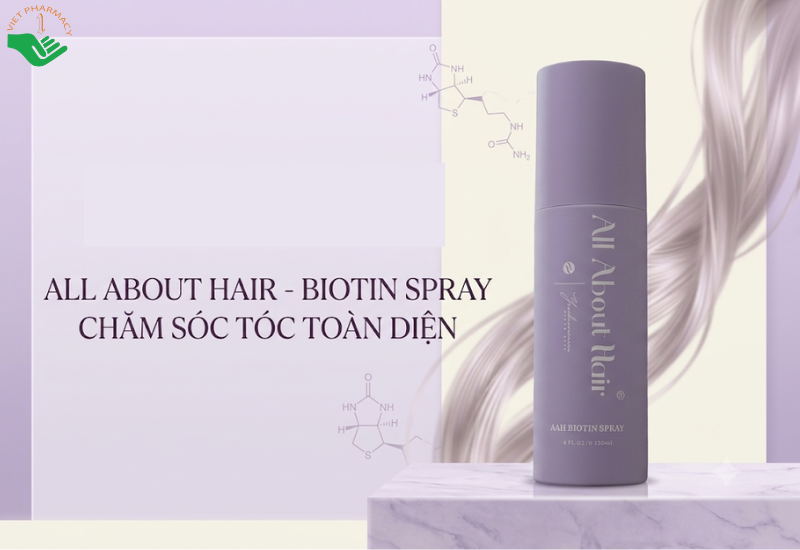 Xịt dưỡng tóc thuần chay Biotin Vegan Spray All About Hair thúc đẩy tóc mọc nhanh và chống lại tác hại từ nhiệt (Chai 120ml)