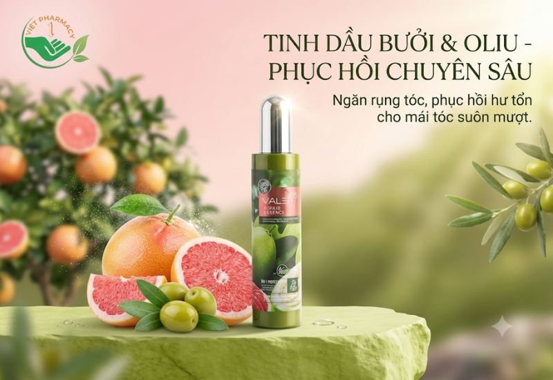 Xịt dưỡng tóc tinh dầu bưởi Repair Essence Plus Valert dưỡng tóc hư tổn và ngăn ngừa gãy rụng (Chai 120ml)