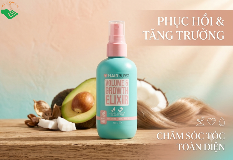 Xịt dưỡng tóc Volume and Growth Elixir Hairburst giảm rụng và kích thích mọc tóc (Chai 125ml)