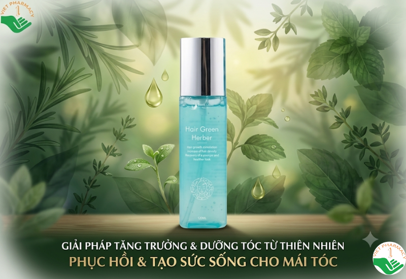 Xịt kích mọc tóc Hair Green Herber Quyên Lara giúp tóc nhanh dài và hạn chế gãy rụng (Chai 120ml)