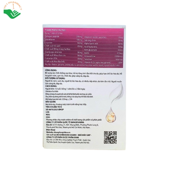 Vien-uong-trang-da-Rhino-Collagen-RhinoPharma-Ho-tro-cai-thien-do-dan-hoi-va-san-chac-cua-da-Hop-30-vien