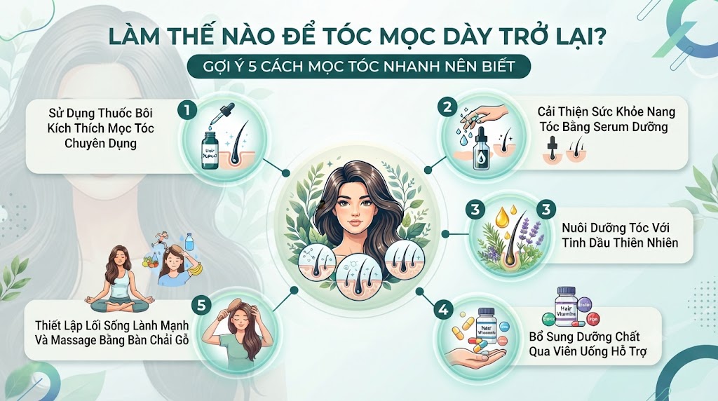 Làm thế nào để tóc mọc dày trở lại? Gợi ý 5 cách mọc tóc nhanh nên biết