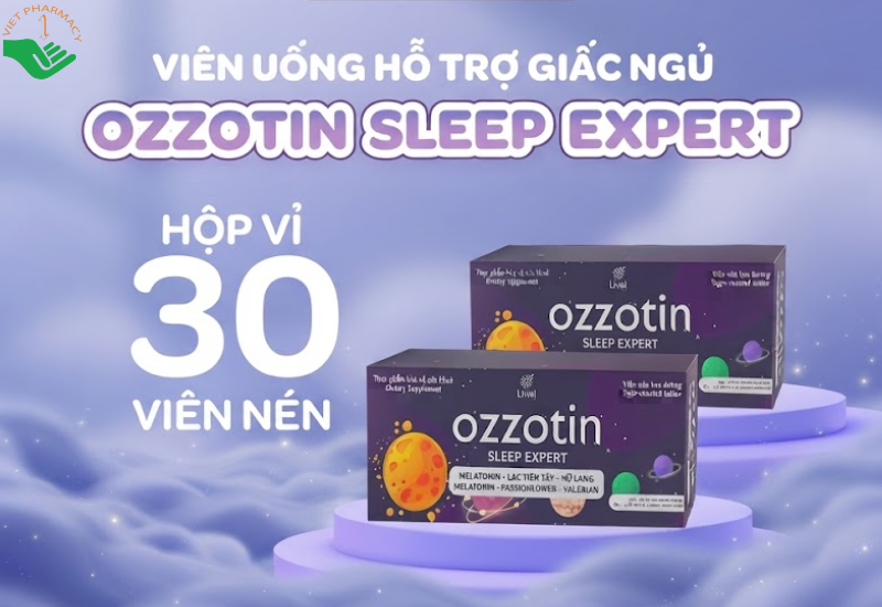 Thực phẩm bảo vệ sức khỏe Ozzotin Sleep Expert hỗ trợ cải thiện giấc ngủ (Hộp 3 vỉ x 10 viên)