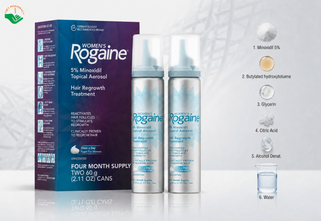 Thuốc mọc tóc dành cho nữ Minoxidil 5% Rogaine Foam