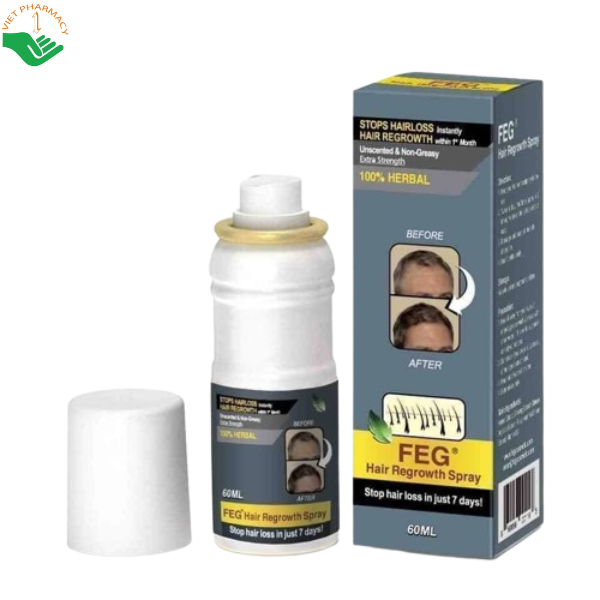 Xịt kích mọc tóc Hair Growth Spray Feg kích thích mọc tóc nhanh, giảm khô xơ và phục hồi hư tổn (Chai 60ml)