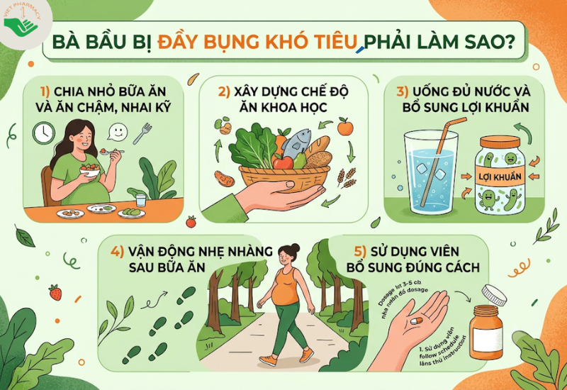Bà bầu bị đầy bụng khó tiêu phải làm sao