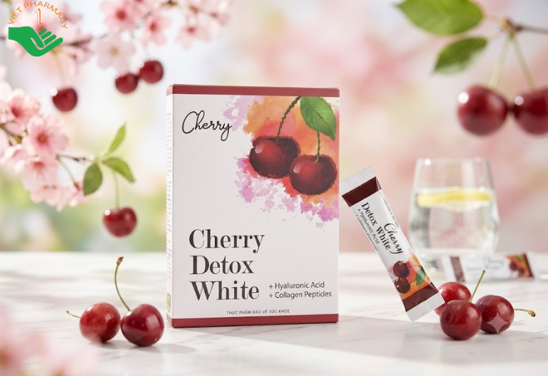 Bột Cherry Detox White Đông Nam Dược Bát Phúc bổ sung collagen, hỗ trợ da sáng mịn (Hộp 12 gói)