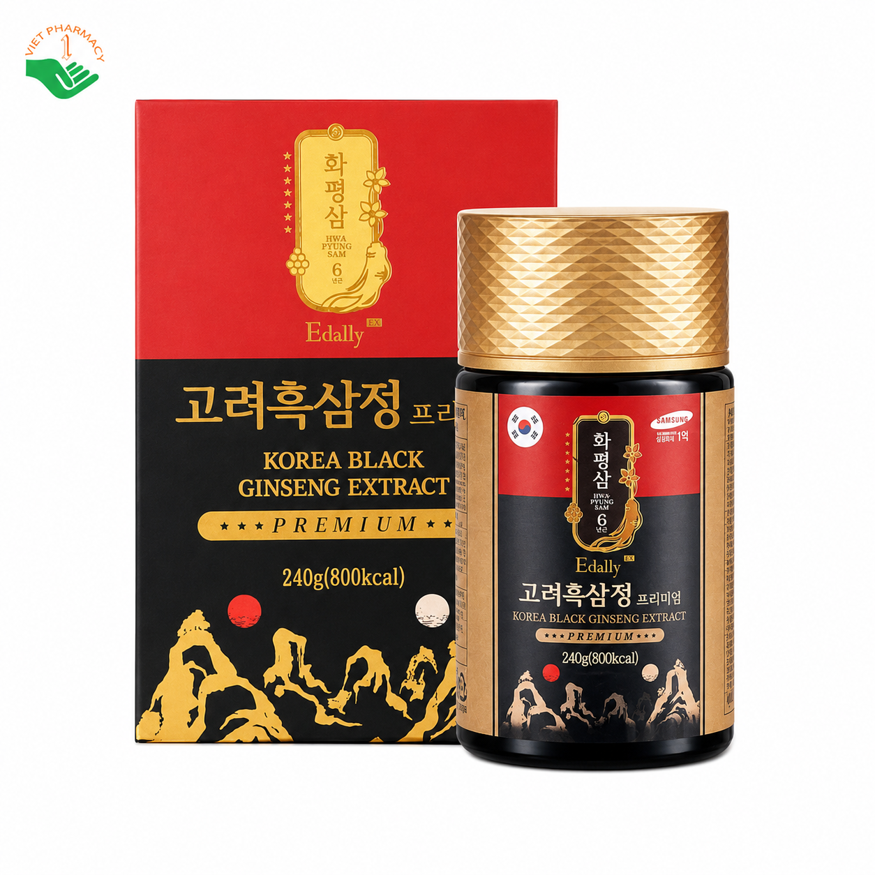Cao hắc sâm Hwa Pyung Sam Korea Black Ginseng Extract Premium Edally BH tăng cường trí nhớ và sức khỏe tổng thể hộp 1 x 240g
