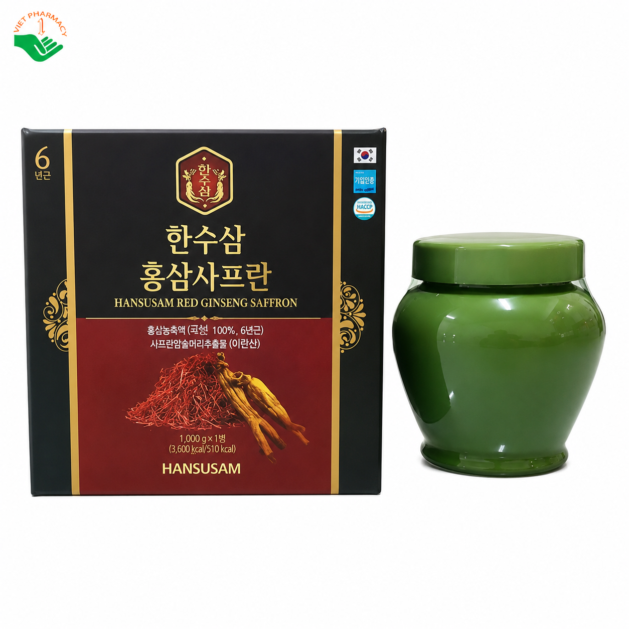 Cao hồng sâm nhụy hoa nghệ tây Red Ginseng Saffron Hansusam tăng cường sức khỏe và làm đẹp da, hỗ trợ giấc ngủ sâu hũ sành 1kg