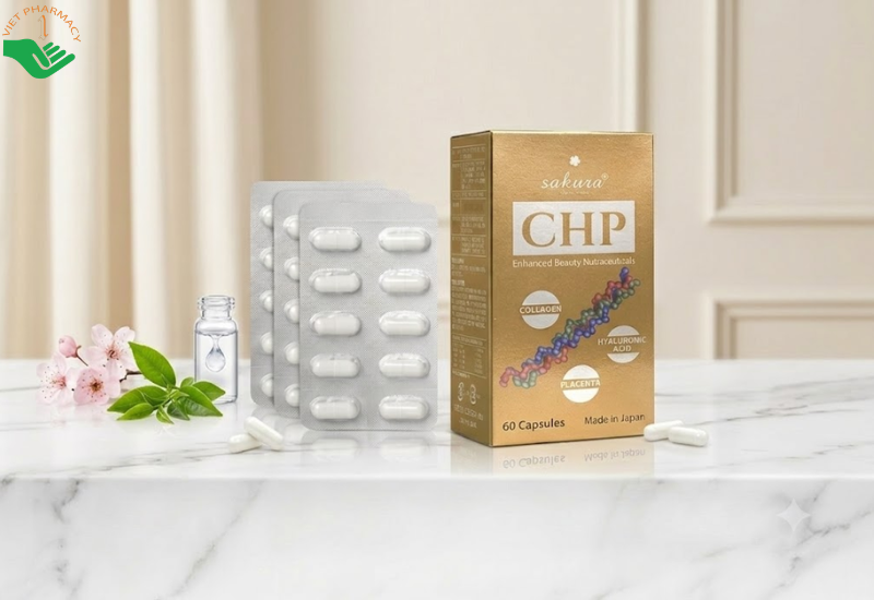 CHP Enhanced Beauty Nutraceuticals Sakura giúp da trắng sáng, tươi trẻ, hạn chế lão hóa (Hộp 60 viên)