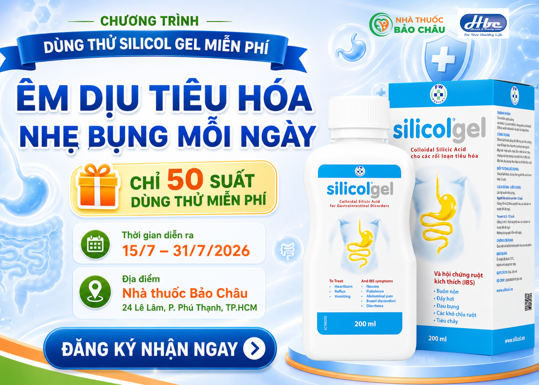 Dùng thử Silicol Gel miễn phí - Êm dịu tiêu hóa, nhẹ bụng mỗi ngày