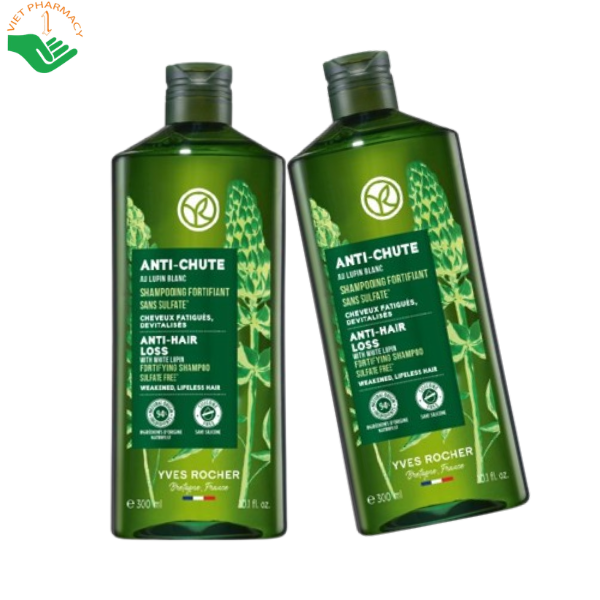 Dầu gội Anti-Hair Loss With White Lupin Fortifying Shampoo Sulfate Free Yves Rocher giảm tóc gãy rụng và giúp tóc chắc khoẻ từ gốc đến ngọn (Chai 300ml)