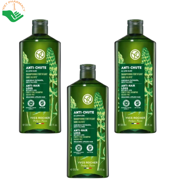 Dầu gội Anti-Hair Loss With White Lupin Fortifying Shampoo Sulfate Free Yves Rocher giảm tóc gãy rụng và giúp tóc chắc khoẻ từ gốc đến ngọn (Chai 300ml)