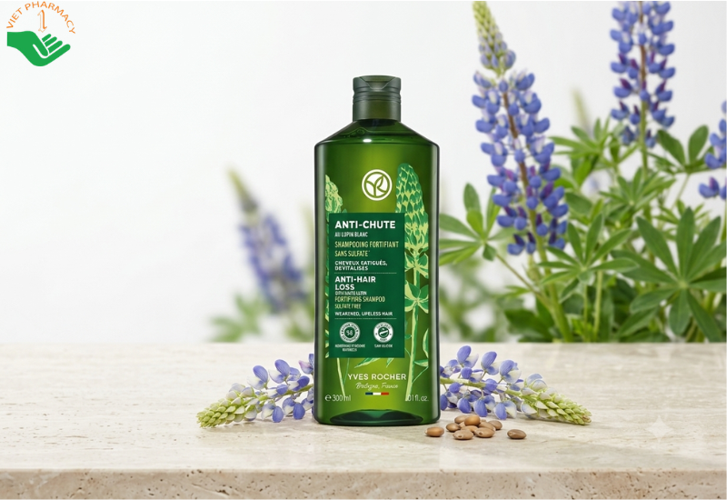 Dầu gội Anti-Hair Loss With White Lupin Fortifying Shampoo Sulfate Free Yves Rocher giảm tóc gãy rụng và giúp tóc chắc khoẻ từ gốc đến ngọn (Chai 300ml)