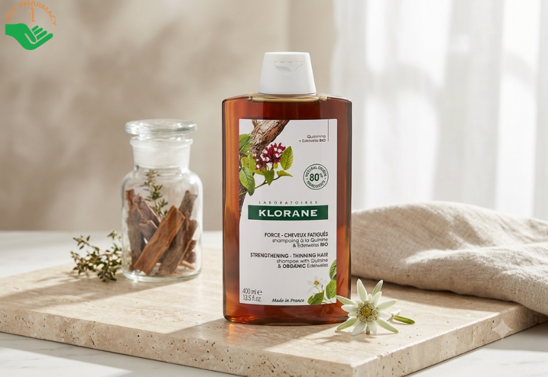 Dầu gội Quinine và Organic Edelweiss Bio Klorane hỗ trợ giảm rụng tóc, kích thích tóc chắc khỏe (Chai 400ml)