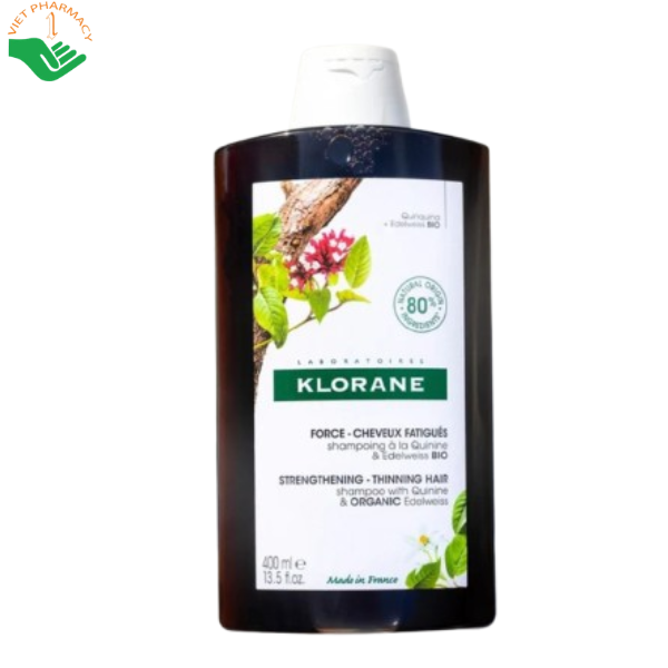 Dầu gội Quinine và Organic Edelweiss Bio Klorane hỗ trợ giảm rụng tóc, kích thích tóc chắc khỏe (Chai 400ml)
