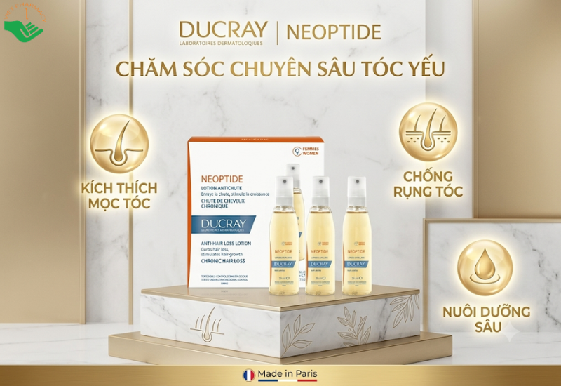 Dung dịch dưỡng tóc Neopeptide Hair Lotion Ducray hỗ trợ mọc tóc và giảm rụng tóc (Hộp 3 chai)