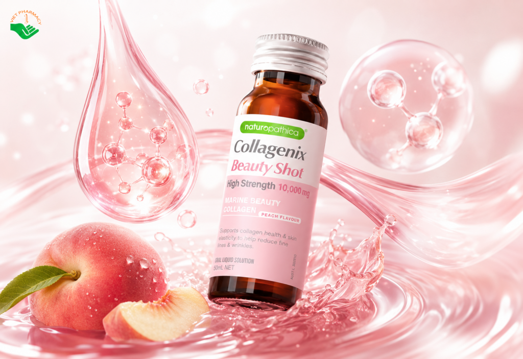 Dung dịch uống Collagenix Beauty Shot Naturopathica cải thiện độ đàn hồi cho da, hỗ trợ tóc và móng chắc khỏe hộp 10 chai x 50ml