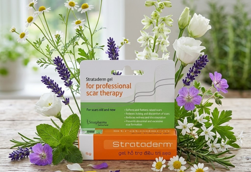 Gel hỗ trợ điều trị sẹo Strataderm Stratpharma (Hộp 1 tuýp 5g)