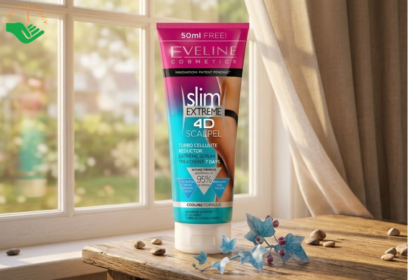 Gel tan mỡ Eveline Cosmetics Slim Extreme 4D Scalpel Turbo Cellulite Reductor làm săn chắc, giảm mỡ chảy xệ, da sần vỏ cam ở vùng bụng, eo, đùi (Tuýp 250ml)