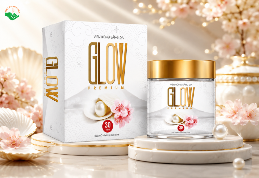 Glow Premium Dược Tùng Lộc hỗ trợ làm sáng và tăng độ đàn hồi cho da (Hộp 30 viên)