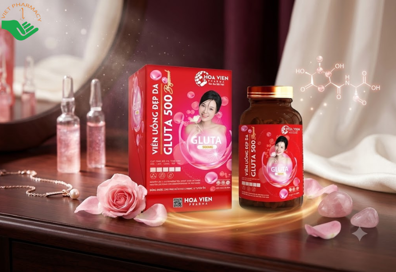 Gluta 500 Beyoucool Hoa Viên giúp da sáng đẹp, hỗ trợ ngăn ngừa lão hóa (Hộp 30 viên)