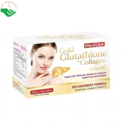 Gold Glutathione + Collagen Liquid MediUSA hỗ trợ dưỡng sáng da, ngăn ngừa lão hóa (Hộp 10 chai x 50ml)