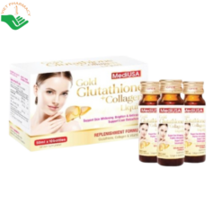 Gold Glutathione + Collagen Liquid MediUSA hỗ trợ dưỡng sáng da, ngăn ngừa lão hóa (Hộp 10 chai x 50ml)