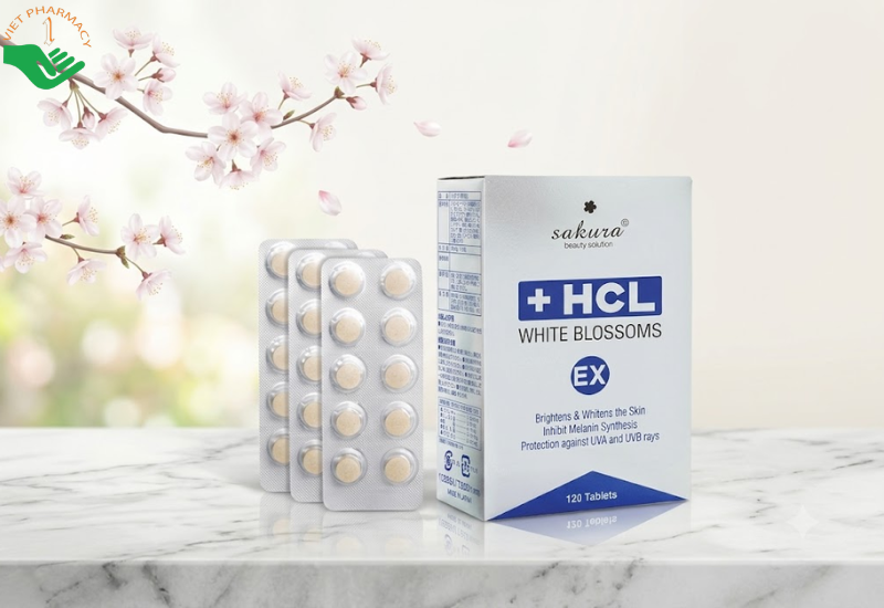 HCL White Blossoms Sakura giúp da trắng sáng, làm chậm quá trình lão hóa (Hộp 120 viên)