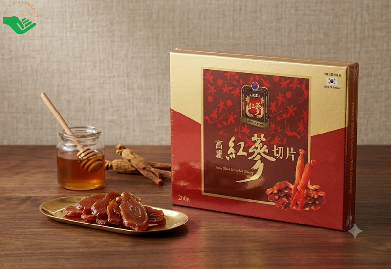 Hồng sâm thái lát tẩm mật ong Hàn Quốc Sambok Food cải thiện tình trạng suy nhược cơ thể, hỗ trợ tuần hoàn máu (Hộp 200g)