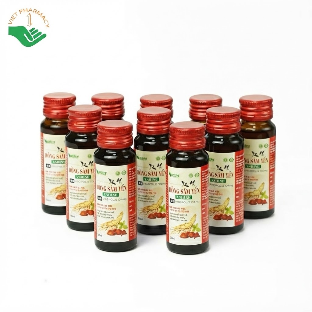 Hồng Sâm Yến Vshine hỗ trợ bồi bổ cơ thể, tiêu hóa, giúp ăn ngủ ngon Hộp 10 lọ x 30ml