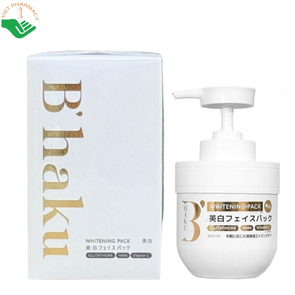 Kem ủ trắng B'haku Whitening Pack Cosme International hỗ trợ da sáng và mềm mại (Chai 360ml)