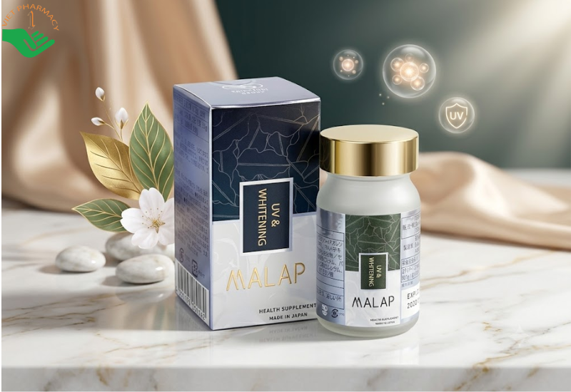 Malap UV & Whitening Seiko Yakuhin Kogyo dưỡng da sáng đẹp làm chậm quá trình lão hóa (Hộp 90 viên)