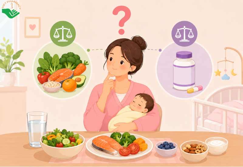 Mẹ sau sinh có cần uống vitamin tổng hợp nếu đã ăn uống đầy đủ