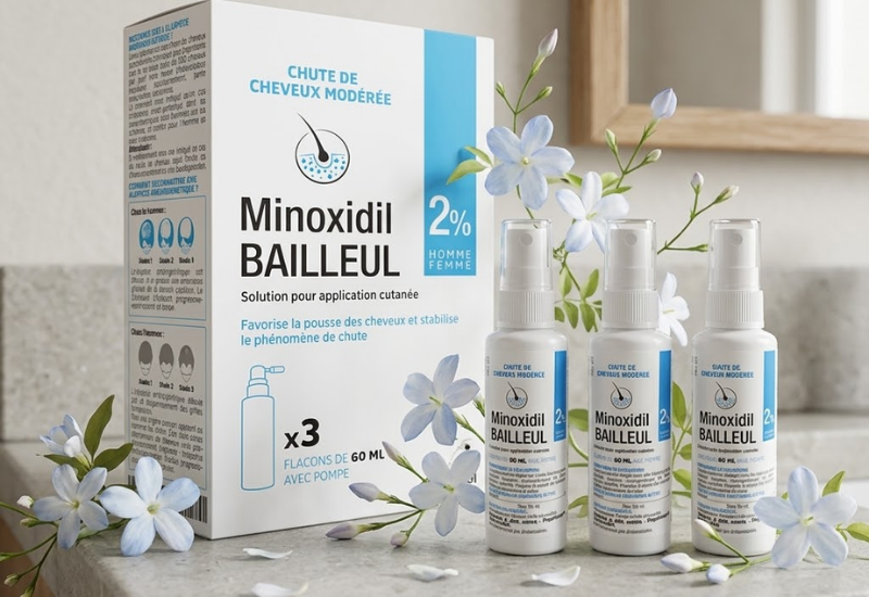 Dung dịch xịt hỗ trợ mọc tóc và ngăn ngừa rụng tóc Minoxidil Bailleul 2% (3 Chai 60ml)