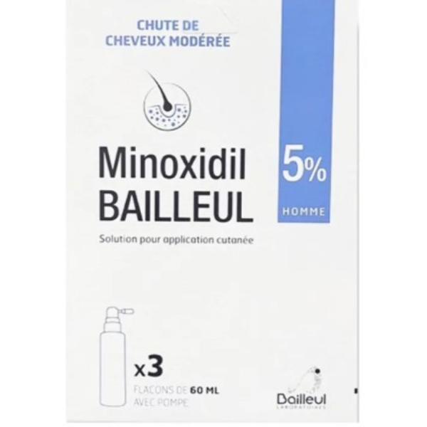 Dung dịch xịt hỗ trợ mọc tóc và ngăn ngừa rụng tóc Minoxidil Bailleul 5% (Hộp 3 chai x 60ml)