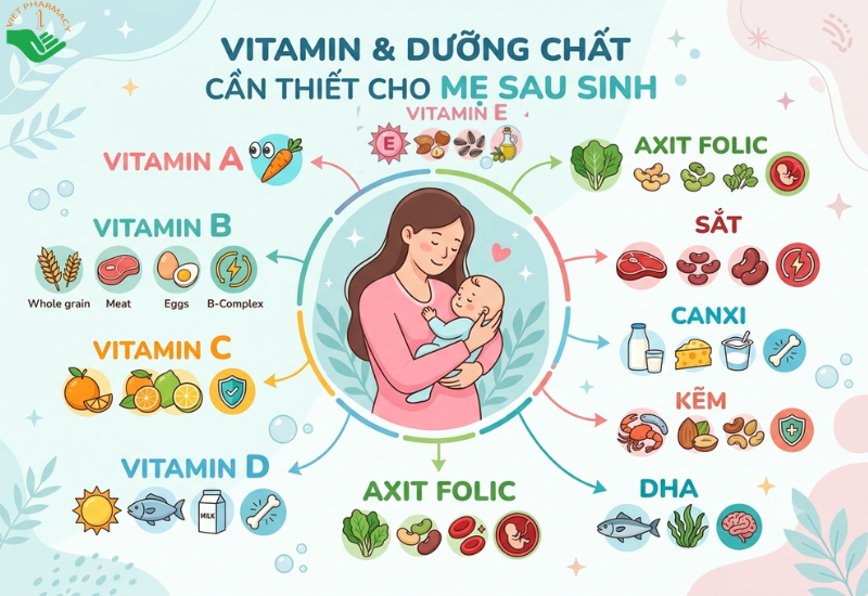 Những vitamin và khoáng chất quan trọng đối với phụ nữ sau sinh